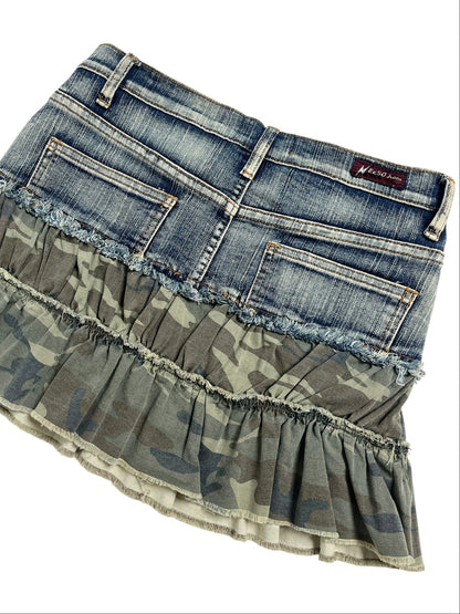 Y2K Neeso Denim+Camuflaje Falda - Talla S