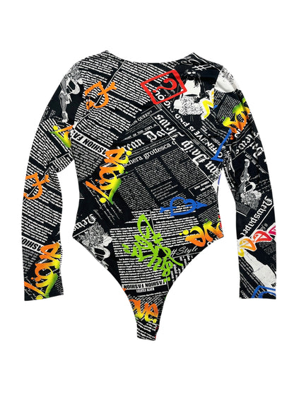 Y2K Jasmine Body Manga Larga Stretch (Newspaper print) - Talla M