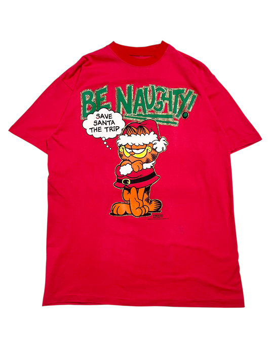 1978 Garfield Navidad “Be Naughty!” T-shirt - Talla L