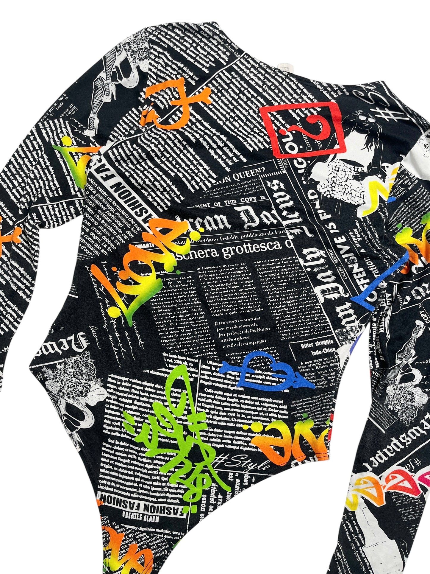 Y2K Jasmine Body Manga Larga Stretch (Newspaper print) - Talla M