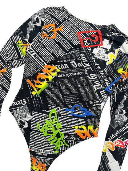 Y2K Jasmine Body Manga Larga Stretch (Newspaper print) - Talla M
