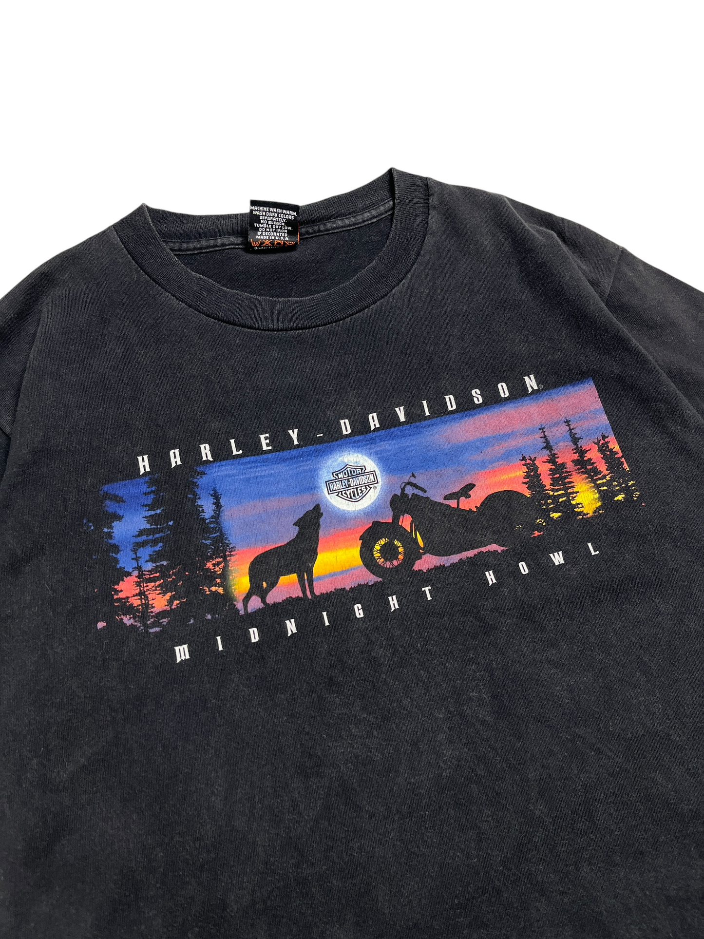 1990s Harley Davidson Midnight Howl T-shirt - Talla S