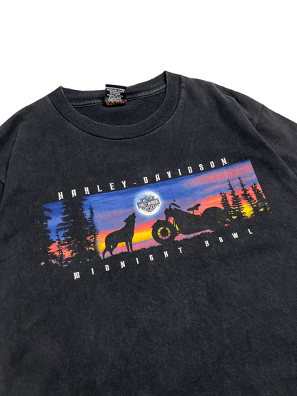 1990s Harley Davidson Midnight Howl T-shirt - Talla S