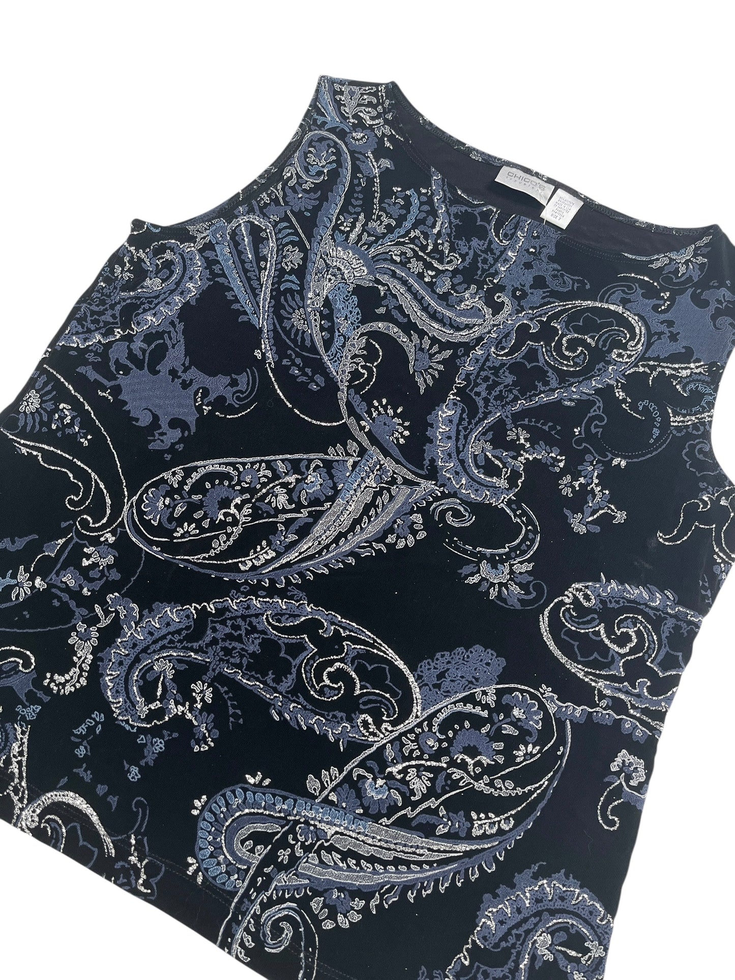 Y2K Chicos Top estampado azul con brillo - Talla L/XL