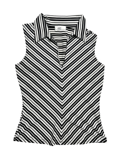 Y2K Byer California Top Tank Estilo Polo (Rayas blanco/negro) - Talla S/M
