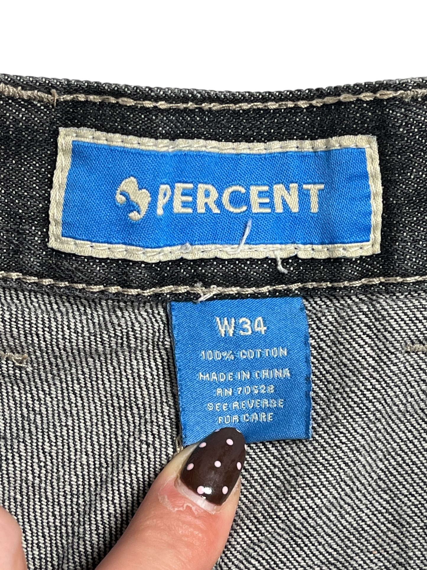 Y2K Percent Jorts Negro - Talla 33