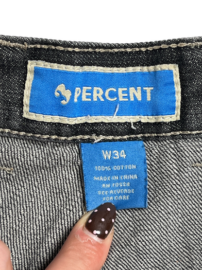 Y2K Percent Jorts Negro - Talla 33