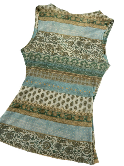 Y2K Sweet Pea Top Cruzado Estampado - Talla M/L