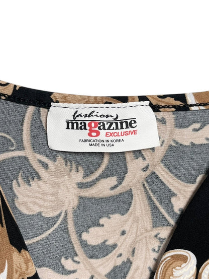 Y2K Fashion Magazine Body Cruzado Barroco Negro Y Beige - Talla S/M