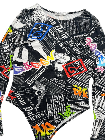 Y2K Jasmine Body Manga Larga Stretch (Newspaper print) - Talla M