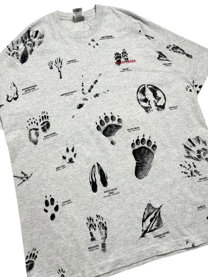 1990s Huellas de animales T-shirt - Talla XXL