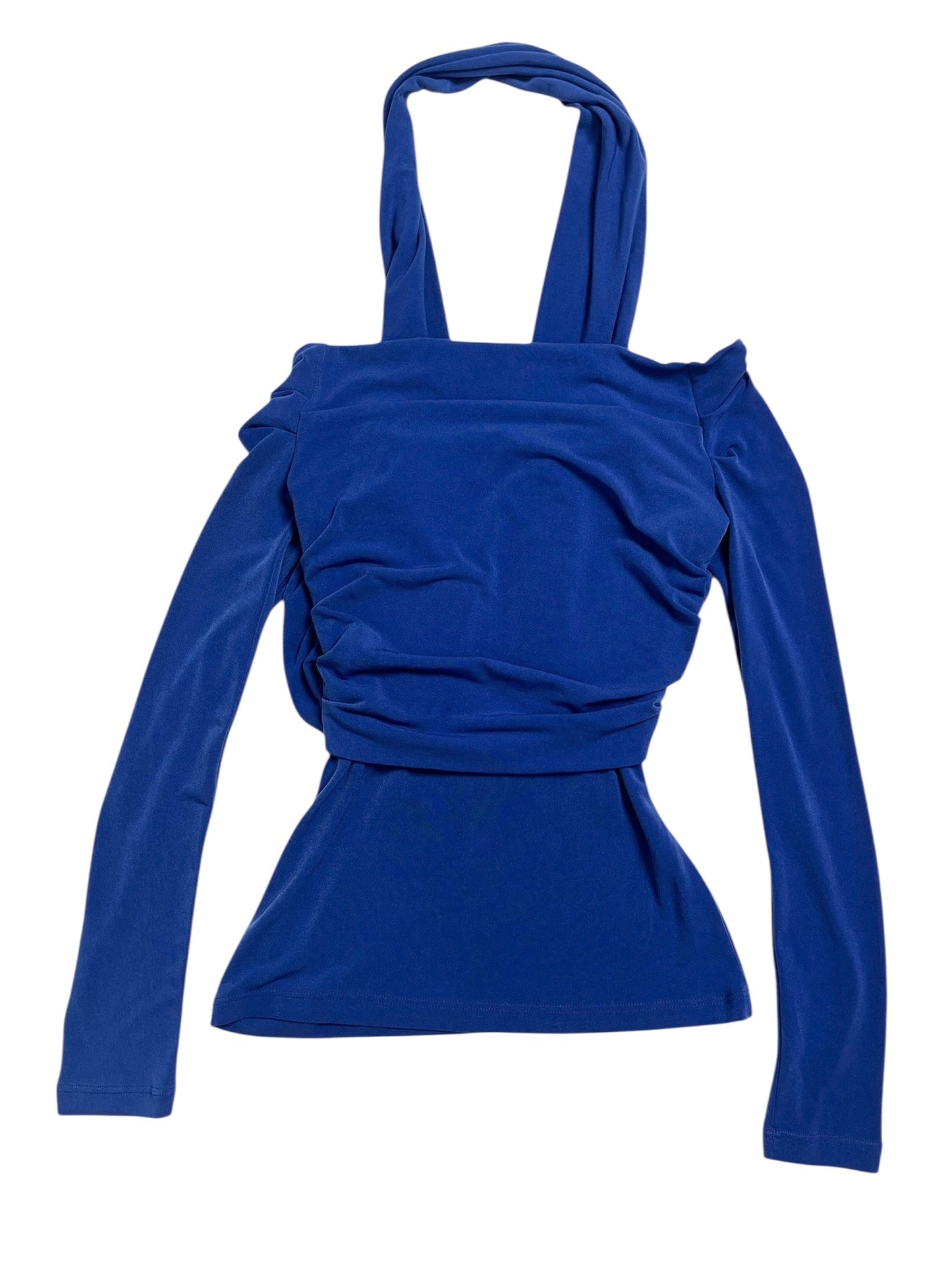 Y2K Frederick’s of Hollywood Top Halter Drapeado Azul - Talla XS