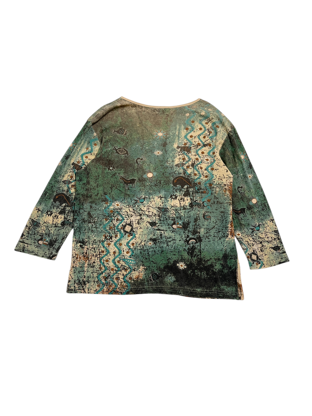 Y2K Cactus Bay Apparel manga 3/4 Top - Talla XL
