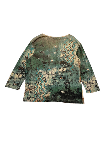 Y2K Cactus Bay Apparel manga 3/4 Top - Talla XL