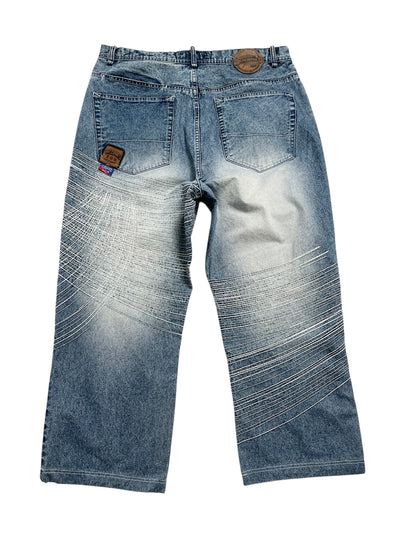 Y2K Akademiks Baggy Denim Pant Azul - Talla 38