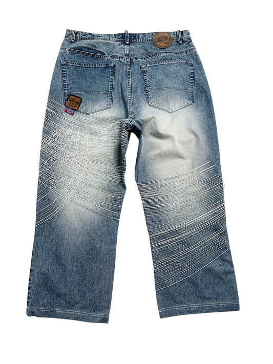 Y2K Akademiks Baggy Denim Pant Azul - Talla 38