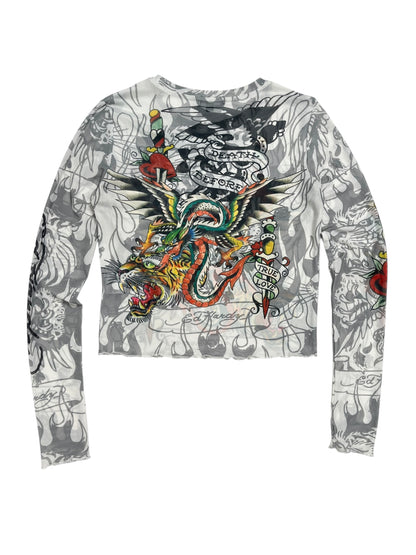 Y2K Ed Hardy Mesh Top - Talla S/M