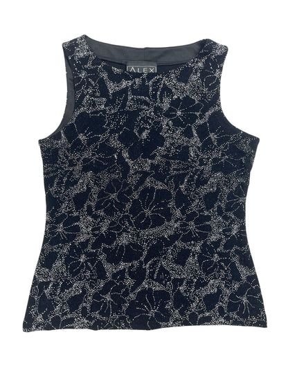 Y2K Alex Top Negro Con Flores Brillantes - Talla L