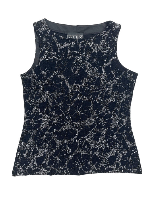 Y2K Alex Top Negro Con Flores Brillantes - Talla L