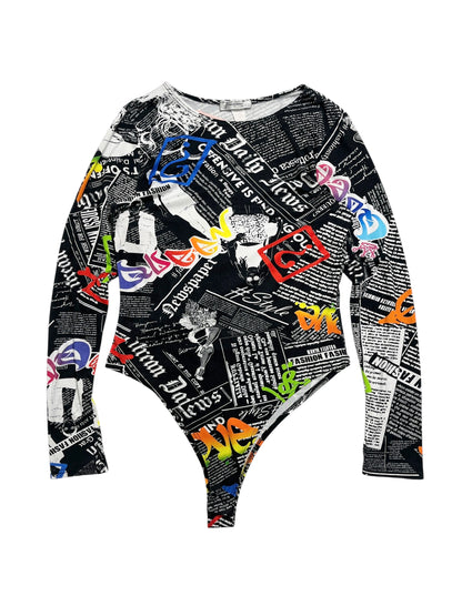 Y2K Jasmine Body Manga Larga Stretch (Newspaper print) - Talla M