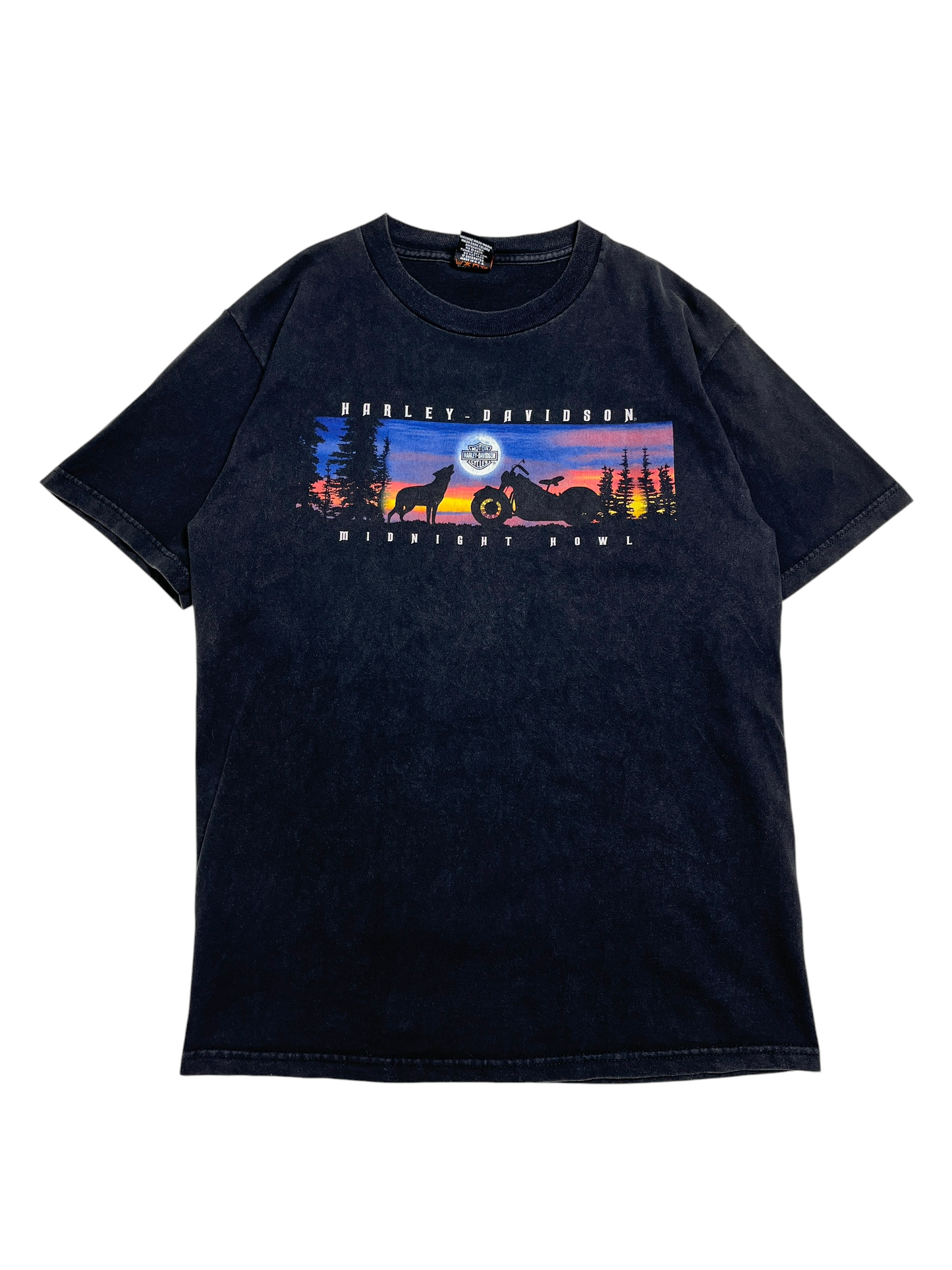 1990s Harley Davidson Midnight Howl T-shirt - Talla S