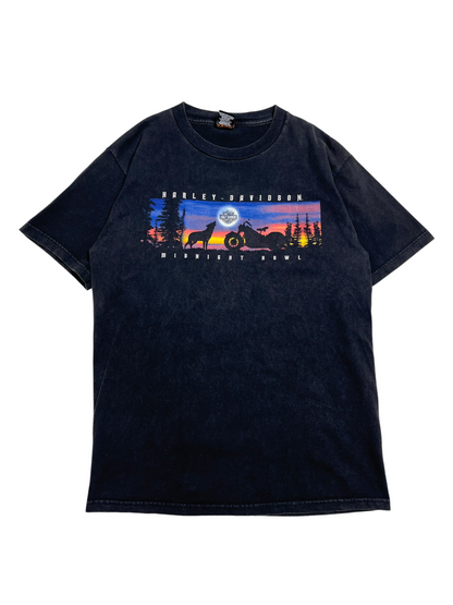 1990s Harley Davidson Midnight Howl T-shirt - Talla S