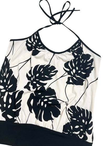Y2K Lipsy Top Halter Estampado Hojas Tropicales - Talla S/M