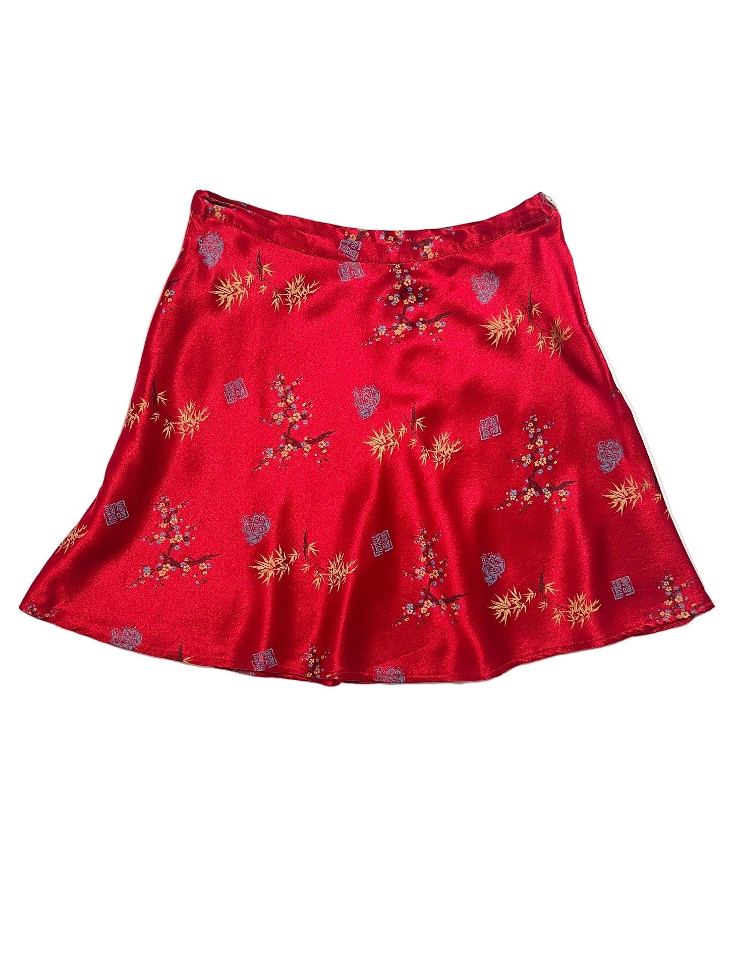 80s-90s A.Byer Falda Satinada Roja - Talla S
