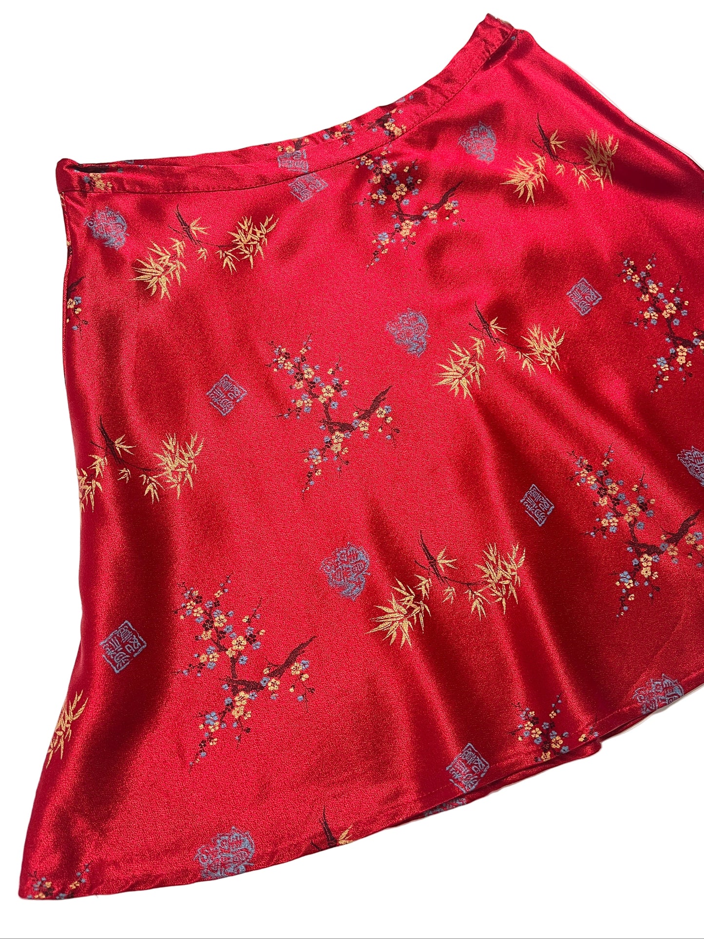 80s-90s A.Byer Falda Satinada Roja - Talla S