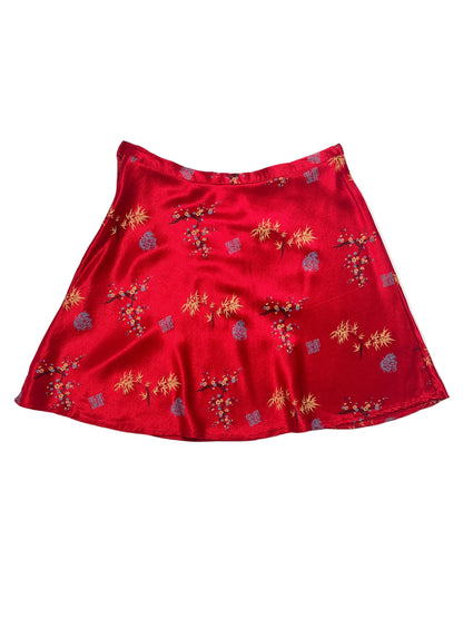80s-90s A.Byer Falda Satinada Roja - Talla S