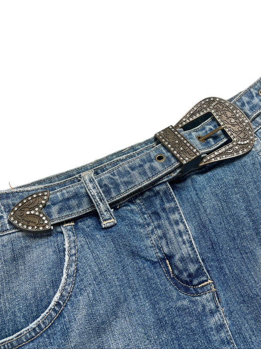 Y2K Inscene Falda de Jeans Azul - Talla S