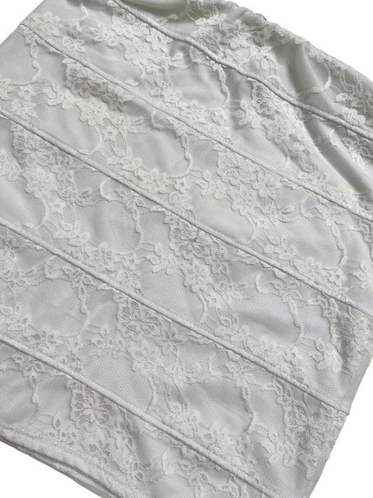 Vintage Cheryl Creation Falda de Encaje Blanca - Talla XS