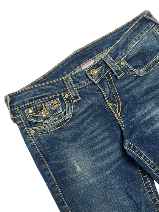 Y2K True Religion Jeans Chica Azul Oscuro - Talla 29