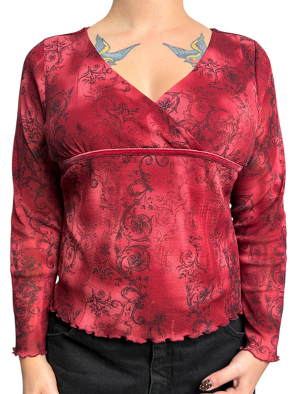 Y2K Axcess Wrap Top (Baroque Print) - Talla L
