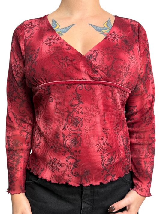 Y2K Axcess Wrap Top (Baroque Print) - Talla L