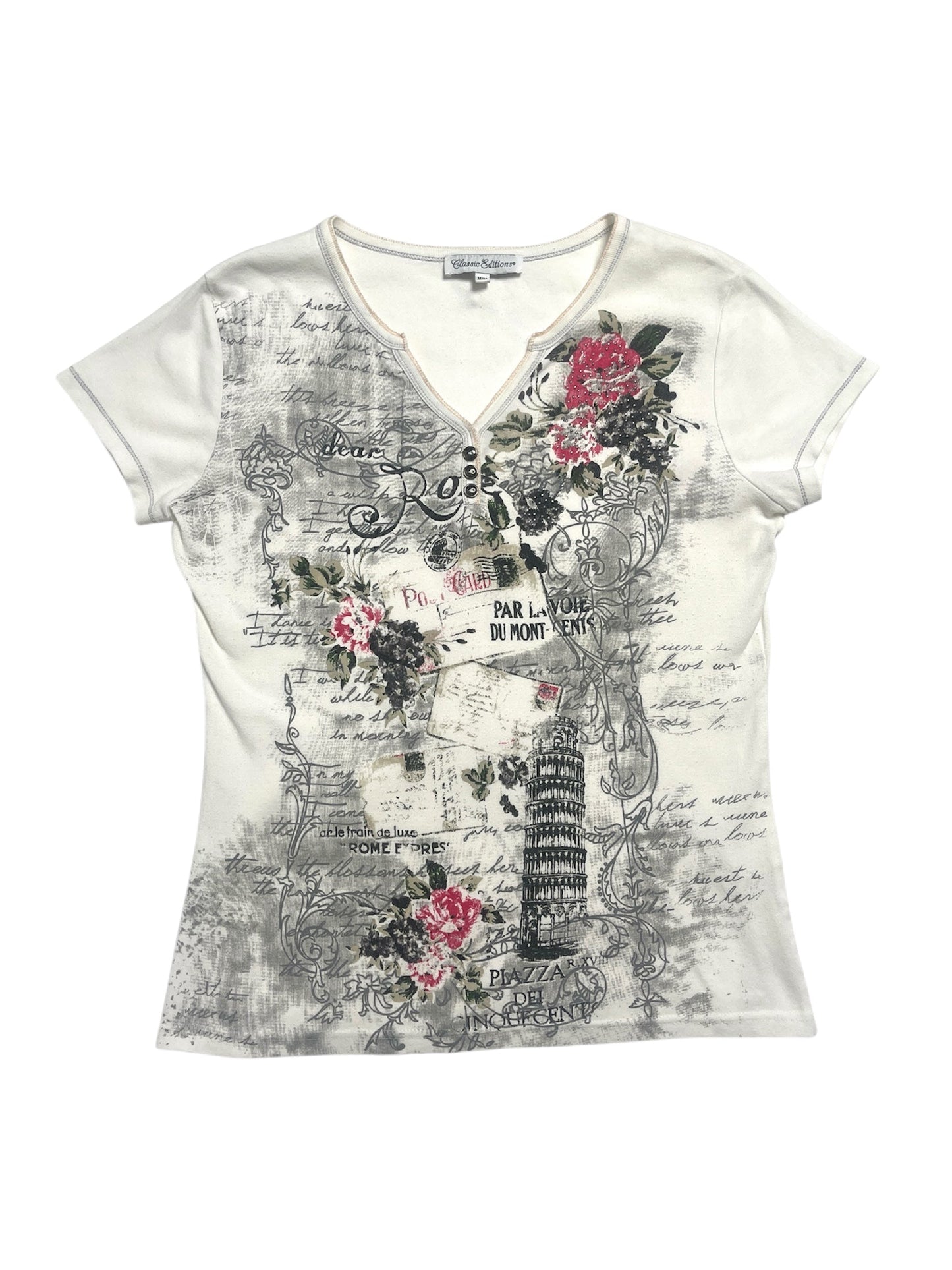 Y2K Roma Classic Edition T-shirt Blanco - Talla M/L