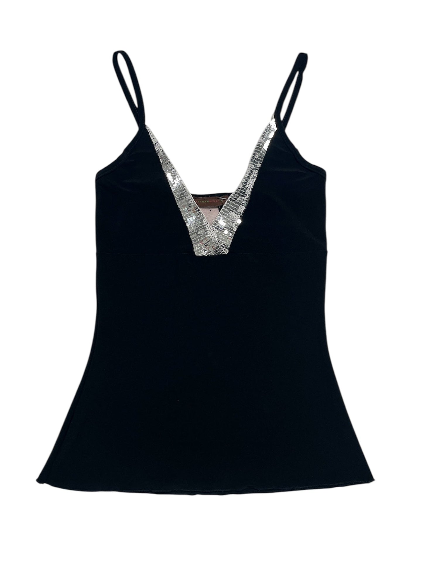 Y2K Strawberry Top de Tiras Finas Negro - Talla XS