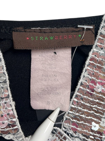 Y2K Strawberry Top de Tiras Finas Negro - Talla XS