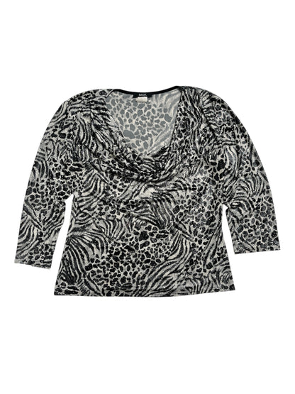 Y2K MSK Top Estampado Animal Blanco y Negro - Talla L