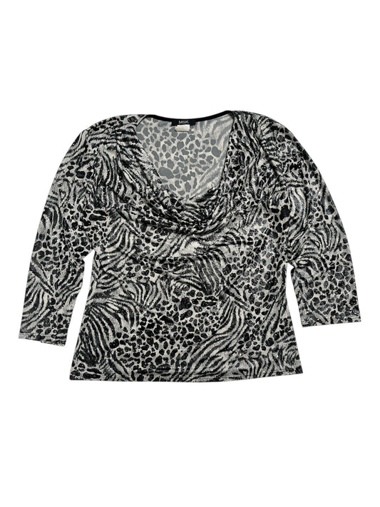 Y2K MSK Top Estampado Animal Blanco y Negro - Talla L