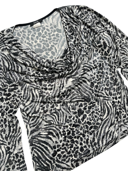Y2K MSK Top Estampado Animal Blanco y Negro - Talla L