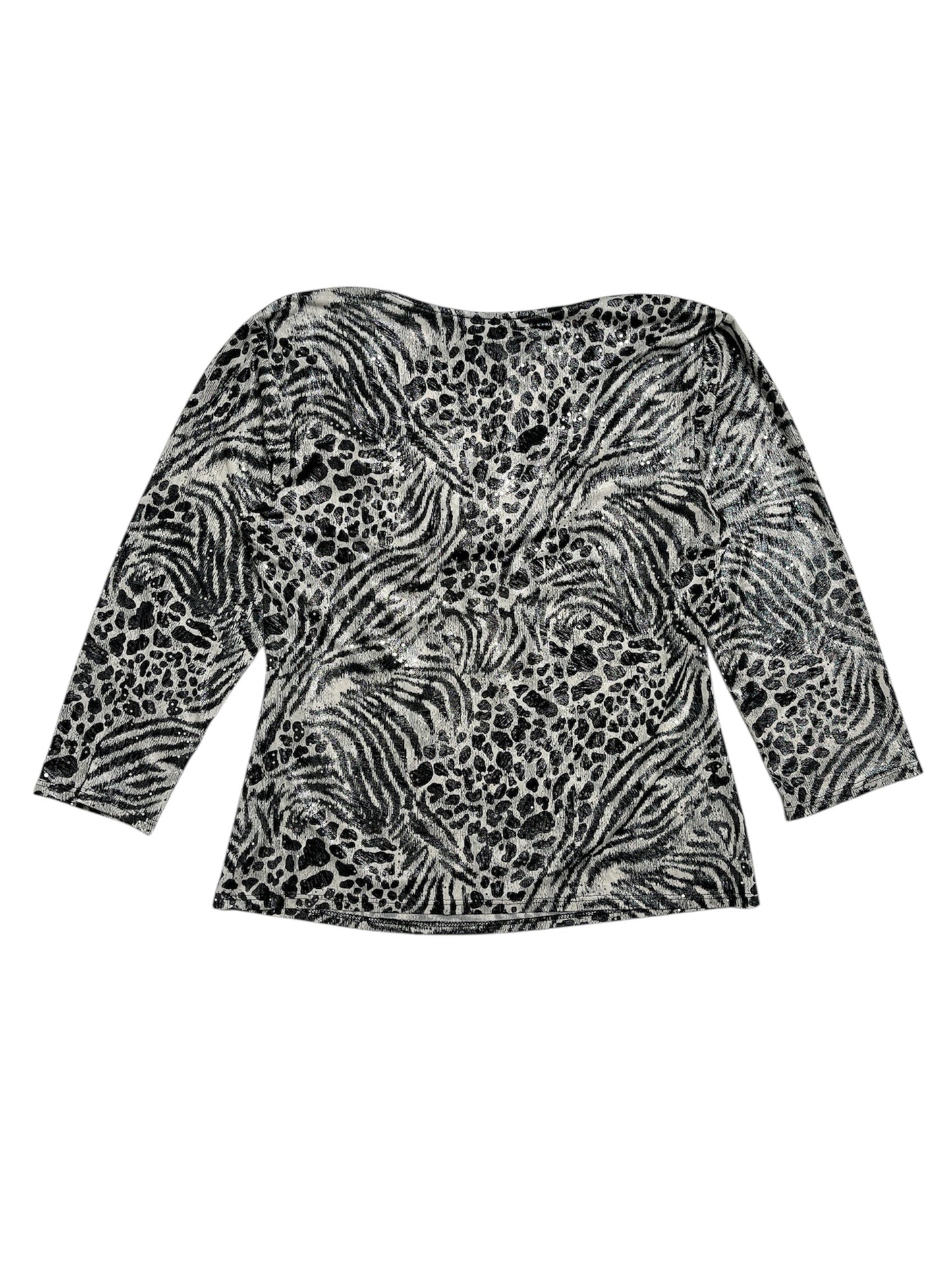 Y2K MSK Top Estampado Animal Blanco y Negro - Talla L