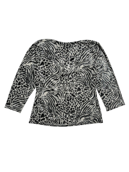 Y2K MSK Top Estampado Animal Blanco y Negro - Talla L