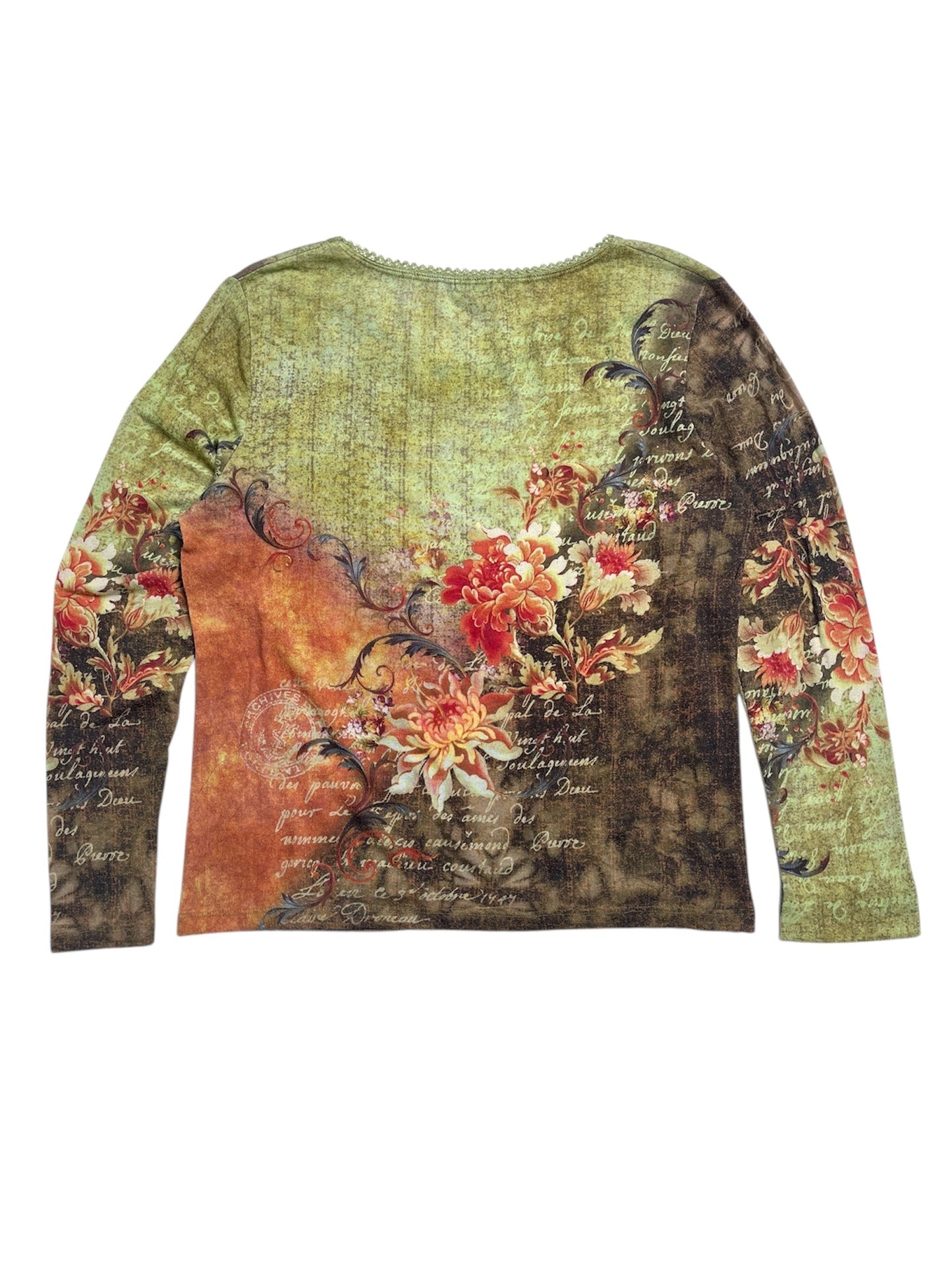 Y2K Yukiko Top Mangas Larga Floral  - Talla L